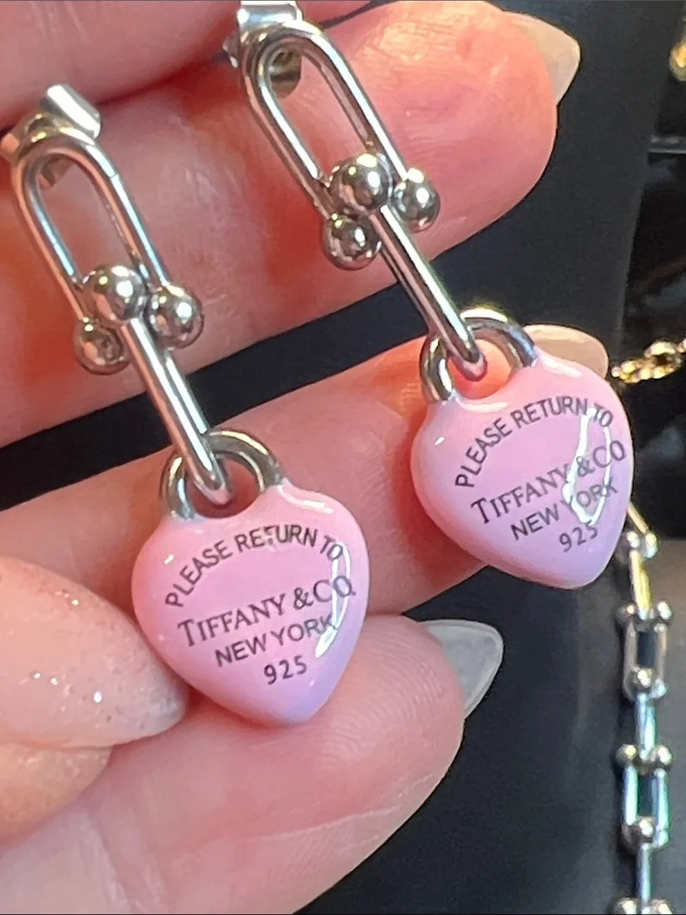 Ip Cycled Pink Heart Charm Dangle Earring - Stainless Steal
